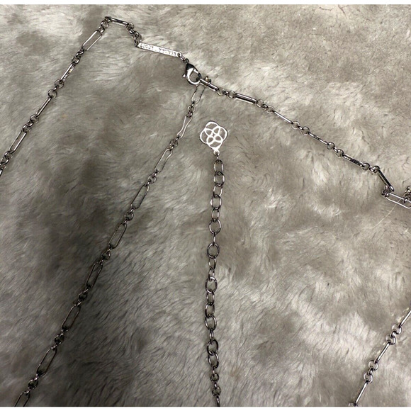 Kendra Scott Reid Faceted Howlite Rhodium Plated Pendant Necklace Adjustable - Picture 6 of 6